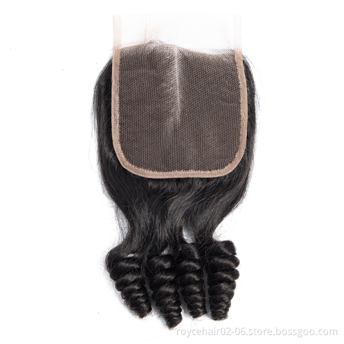 Virgin Cuticle Aligned Brazilian Human Hair Double Drawn Virgin Hair Fumi Loose Wave Bundles with Lace Closure